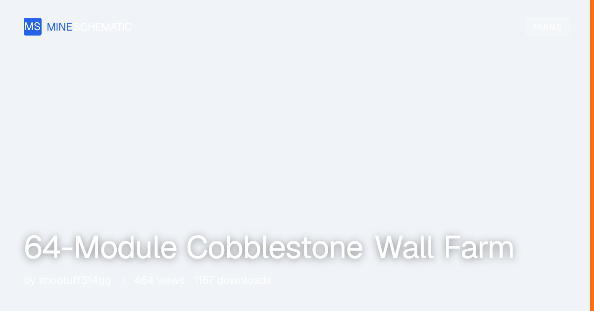 64-Module Cobblestone Wall Farm - Minecraft Schematic | MineSchematic